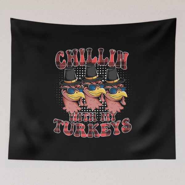 Item preview, Groovy Buffalo plaid Chillin With My Turkeys thanksgiving  designed and sold by Mac Store.