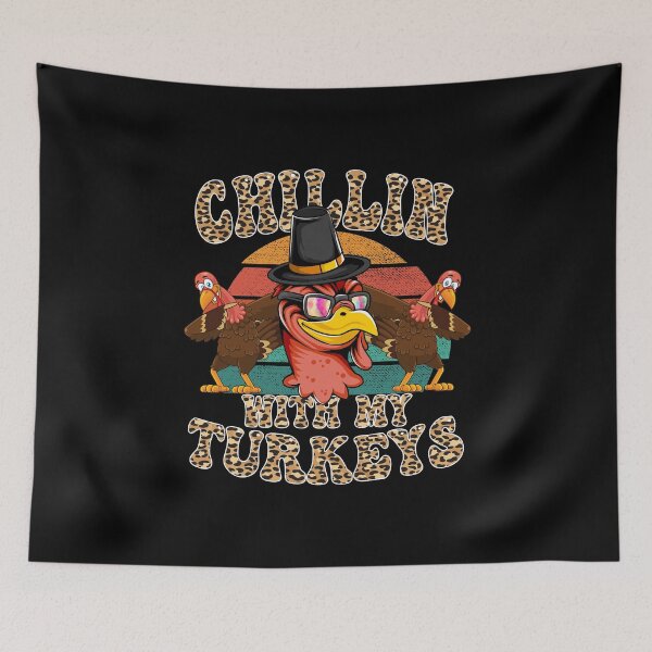 Item preview, Groovy leopard Chillin With My Turkeys Dabbing thanksgiving designed and sold by Mac Store.