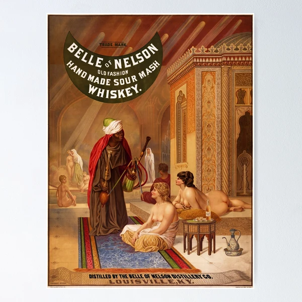 BELLE OF NELSON Hand Made Sour Mash WHISKEY Louisville 1882