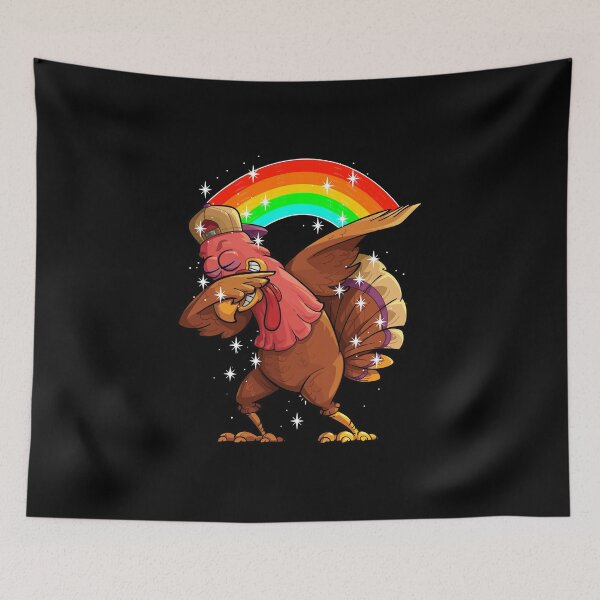 Item preview, Dabbing Turkey Rainbows with twinkling stars thanksgiving designed and sold by Mac Store.