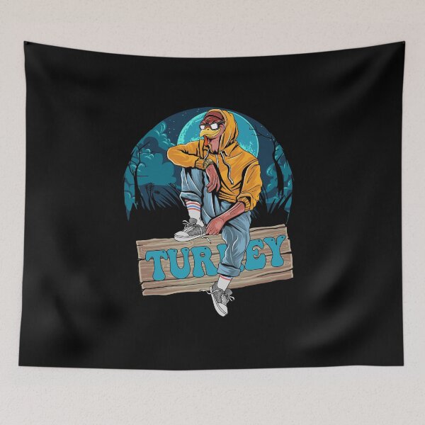 Item preview, Turkey style Boy with wooden sign dark night thanksgiving  designed and sold by Mac Store.