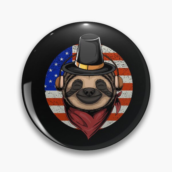 Item preview, Sloth wears hat thanksgiving Headphones music flag usa  designed and sold by Mac Store.