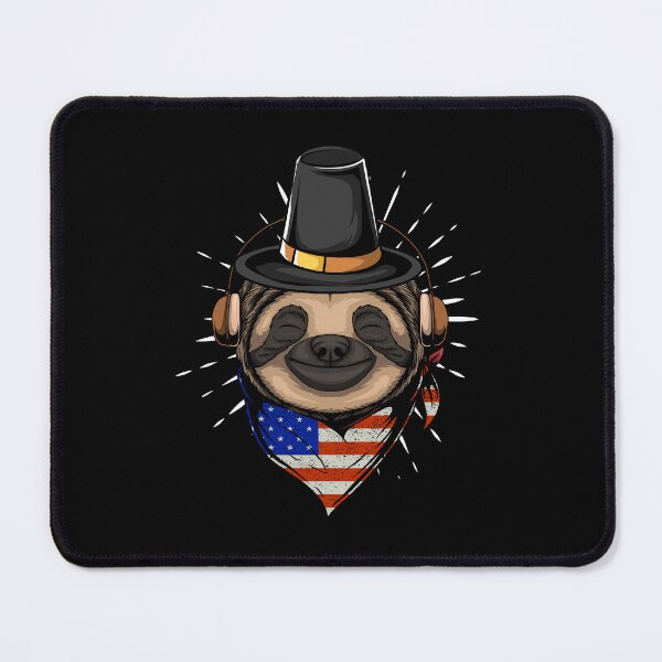 Item preview, Sloth wears hat thanksgiving Headphones music flag usa  designed and sold by Mac Store.
