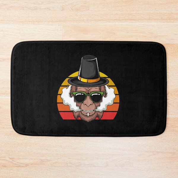 Item preview, Smoking a cigarette Bigfoot wearing hat thanksgiving  designed and sold by Mac Store.