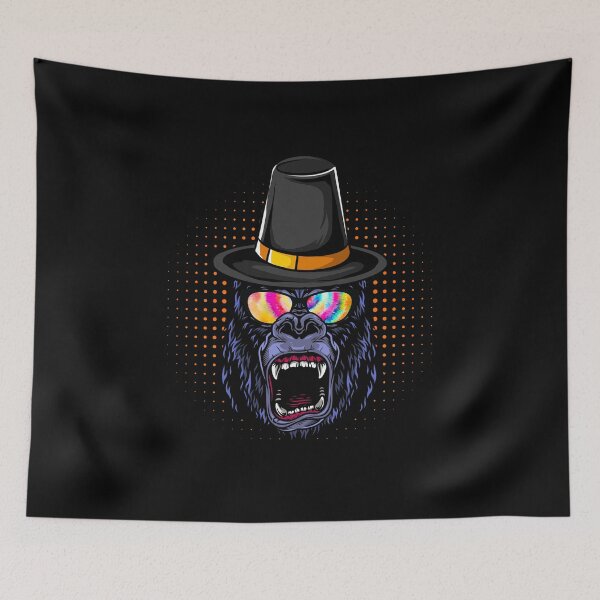 Item preview, Gorilla wearing hat thanksgiving Sunglasses Tie dye designed and sold by Mac Store.