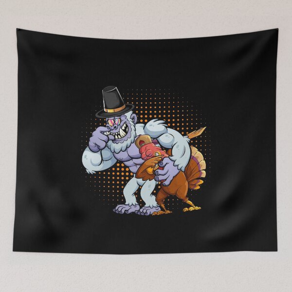 Item preview, Bigfoot wearing hat thanksgiving Tie dye Dabbing turkey designed and sold by Mac Store.