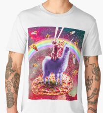 Laser Eyes Outer Space Cat Riding On Llama Unicorn Men's Premium T-Shirt
