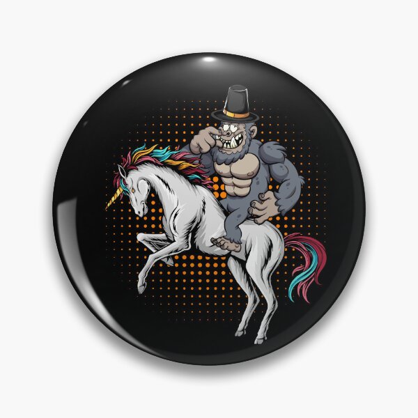 Item preview, Bigfoot riding Magical Unicorn and wearing hat thanksgiving  designed and sold by Mac Store.