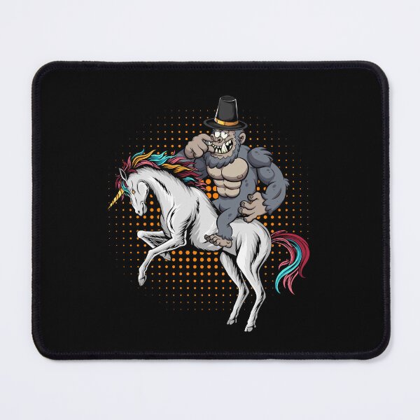 Item preview, Bigfoot riding Magical Unicorn and wearing hat thanksgiving  designed and sold by Mac Store.
