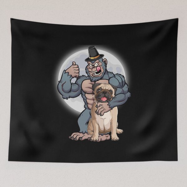 Item preview, Funny Bigfoot wearing hat thanksgiving day with Bulldog designed and sold by Mac Store.