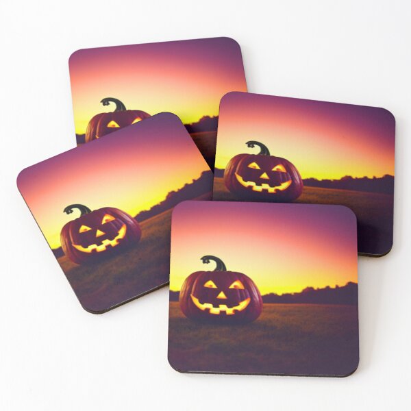 Item preview, Cheerful pumpkin lantern on sunset background  designed and sold by ErisMerch.