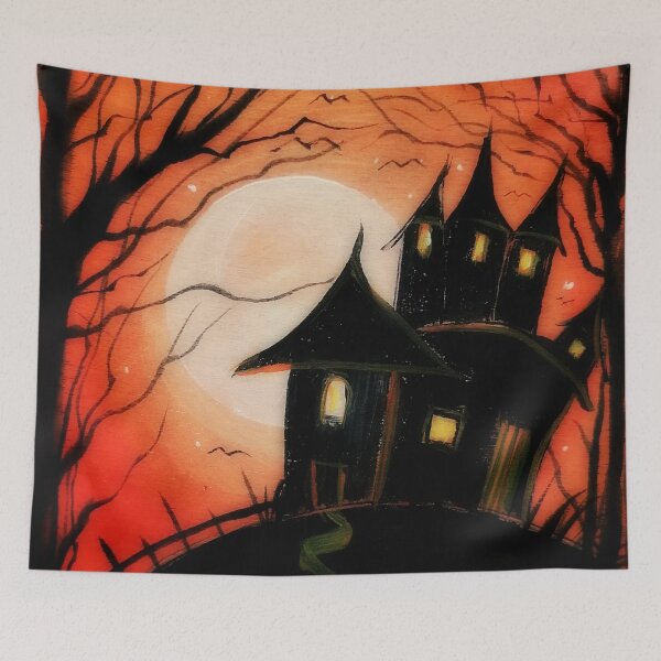 Item preview, Halloween house painted on wood designed and sold by Anke Franikowski.