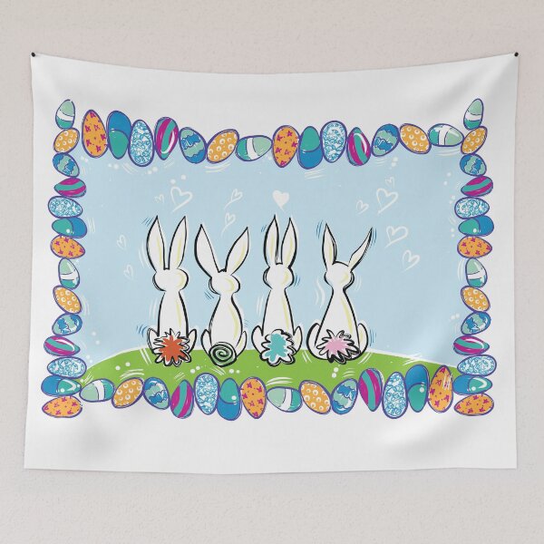 Item preview, Four Bunnies sitting in a frame of Easter eggs designed and sold by Dani Vittz.