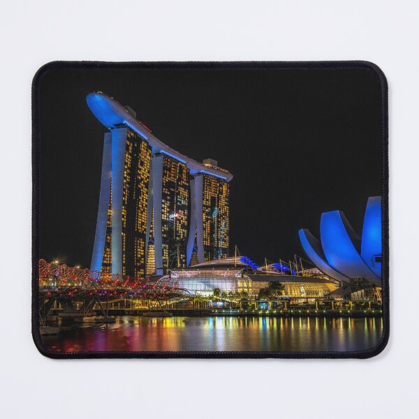 Item preview, Marina Bay Sands and Helix Bridge at Night designed and sold by aaronchoi.