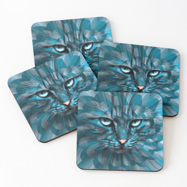Item preview, Blue Abstract Cat - Fine Art designed and sold by LenaKiagia.