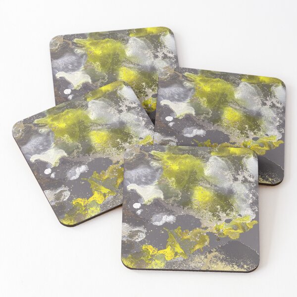 Item preview, Lemon Yellow and Charcoal with Gold Lustre Alcohol Ink designed and sold by Jenie Yolland.