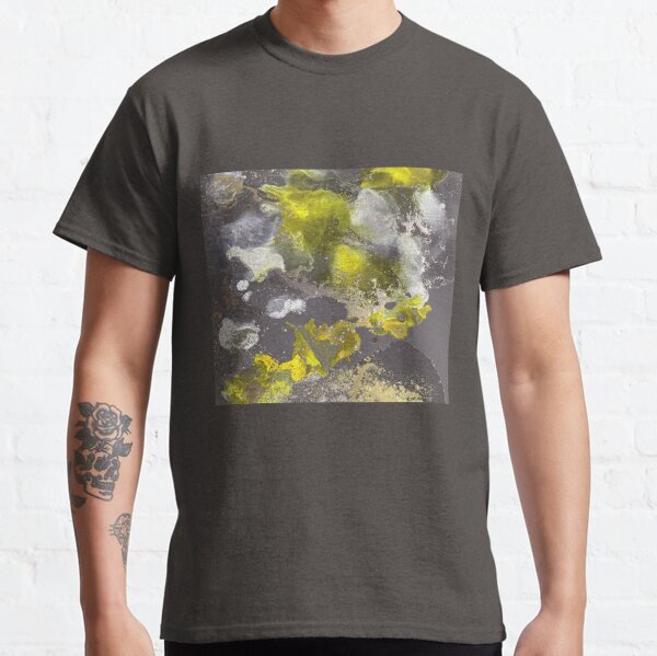 Lemon Yellow and Charcoal with Gold Lustre Alcohol Ink Classic T-Shirt