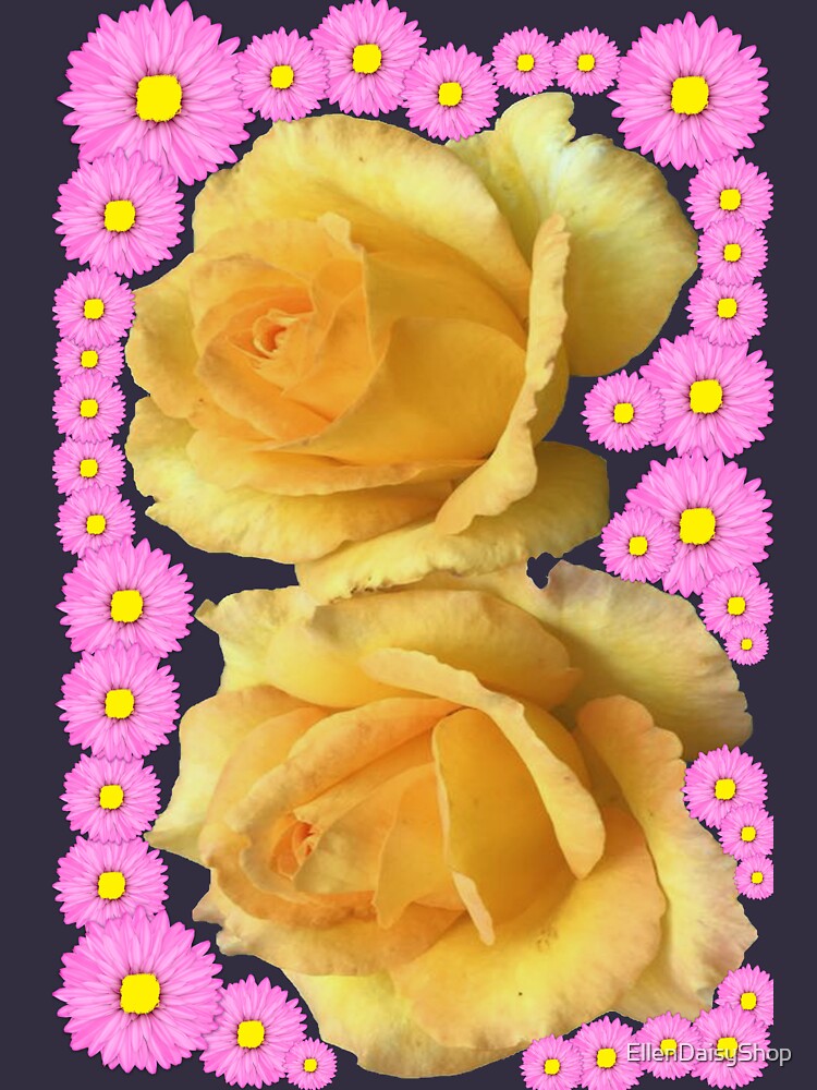 Yellow Rose Pink SunFlowers floral by EllenDaisyShop