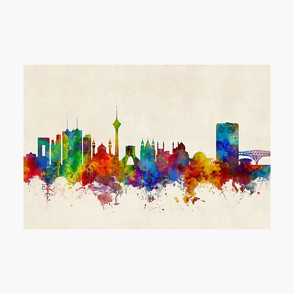 Aperçu de l'œuvre Téhéran Iran Skyline créée et vendue par ArtPrints.
