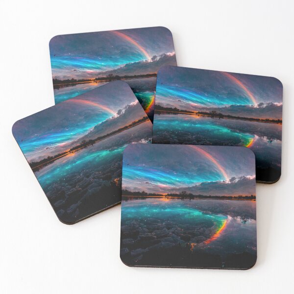 Item preview, Rainbow Over a Lake at Night designed and sold by ArtMadeByAI.