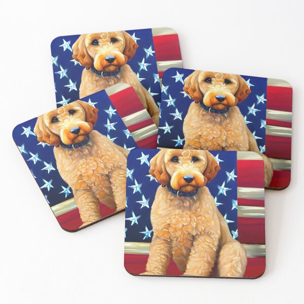 Item preview, Goldendoodle With US American Flag, USA, Patriotic designed and sold by GwendolynFrost.