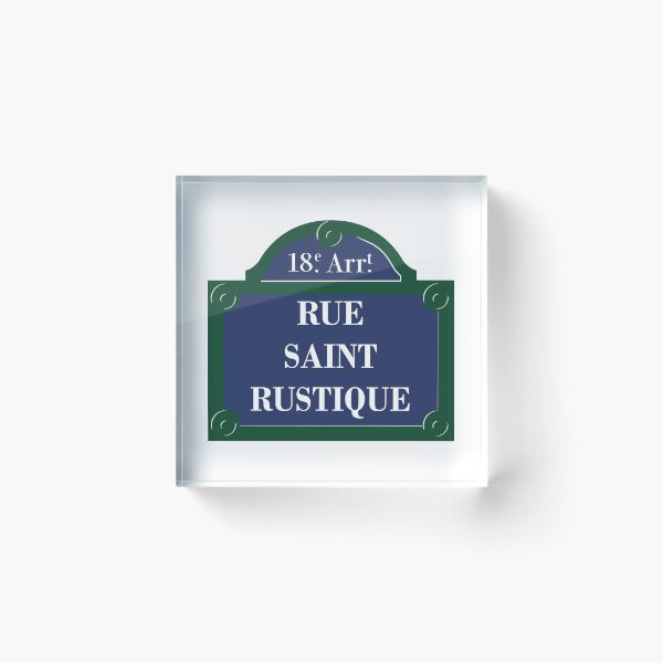 Aperçu de l'œuvre Panneau Rue Saint Rustique 18ème Arrondissement Paris créée et vendue par BubbleManShop.