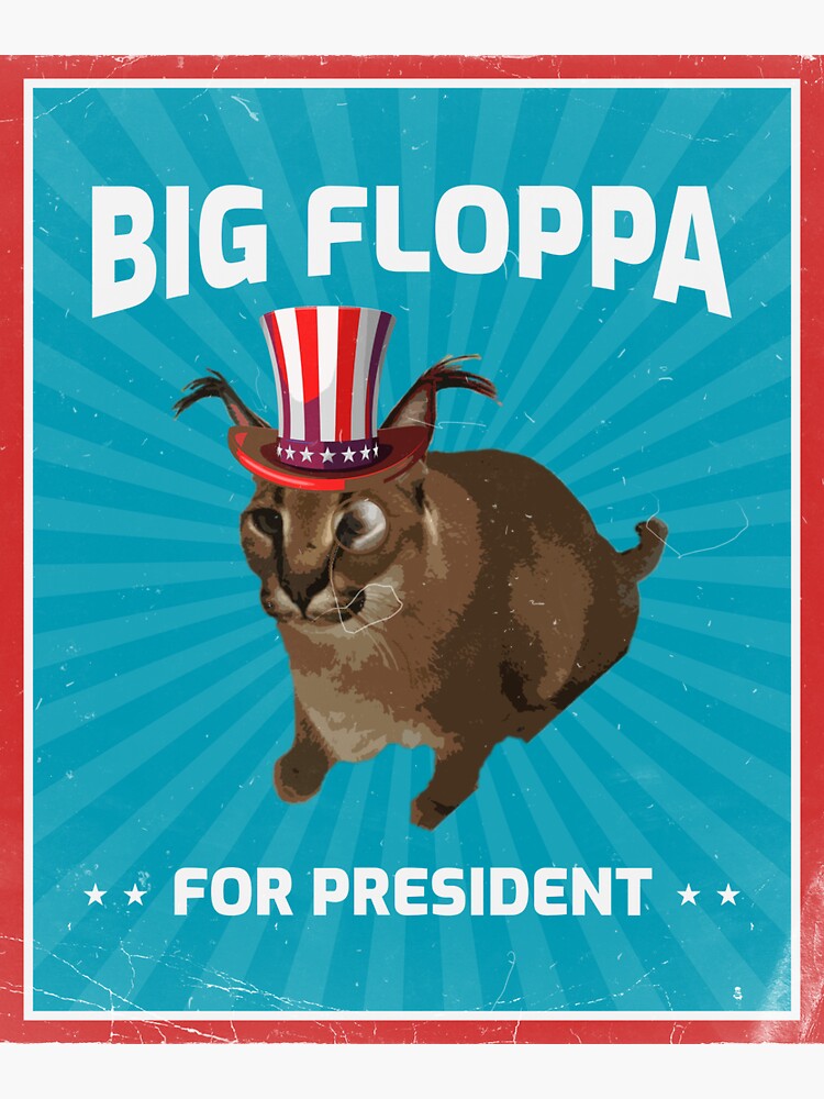 Big Floppa Wanted Poster Sticker Funny Caracal Cat Meme 