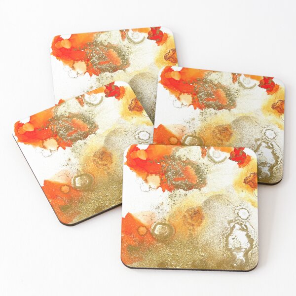 Item preview, Bright Orange and Brilliant Gold Alcohol Ink  designed and sold by Jenie Yolland.