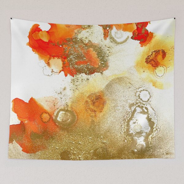 Item preview, Bright Orange and Brilliant Gold Alcohol Ink  designed and sold by Jenie Yolland.