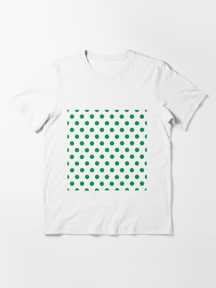 White Tshirt In Dark Green Polka Dots Isolated On White Background