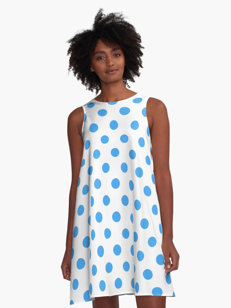 Light blue and white polka dot dress best sale