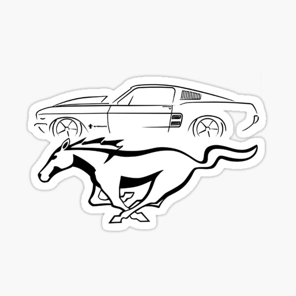 "Ford Classic Mustang Drawing logo" Sticker for Sale by HASSANIYATT