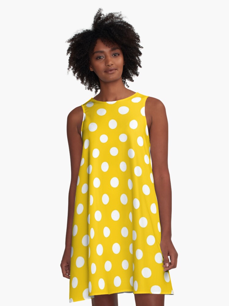 White and yellow 2025 polka dot dress