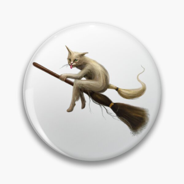 Item preview, Cat on a Broomstick: Halloween Kitten designed and sold by betes-etranges.