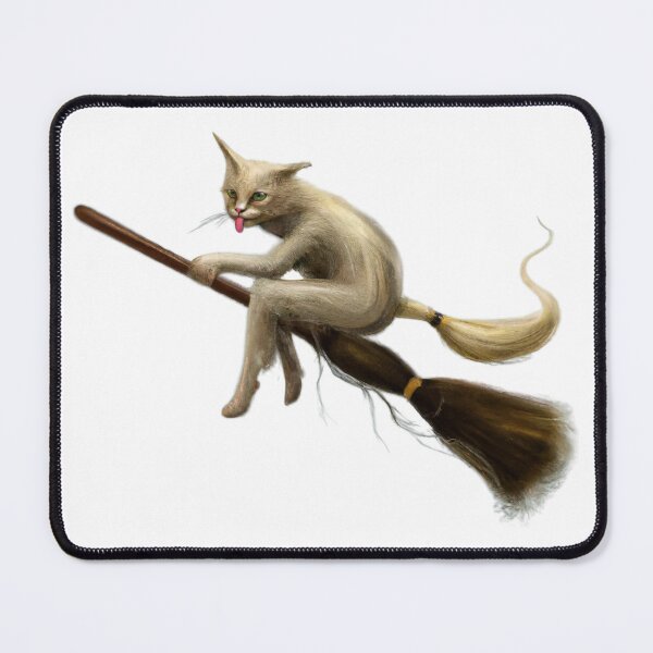 Item preview, Cat on a Broomstick: Halloween Kitten designed and sold by betes-etranges.