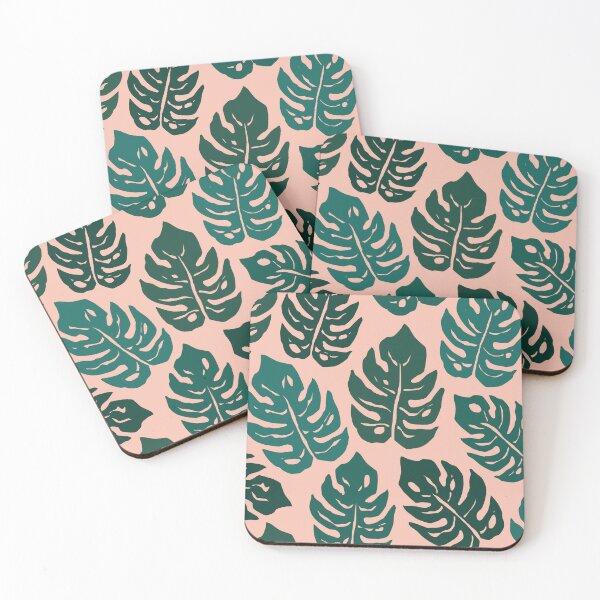 Item preview, Iconic Monstera Leaves in Pink and Green designed and sold by Deutschic.