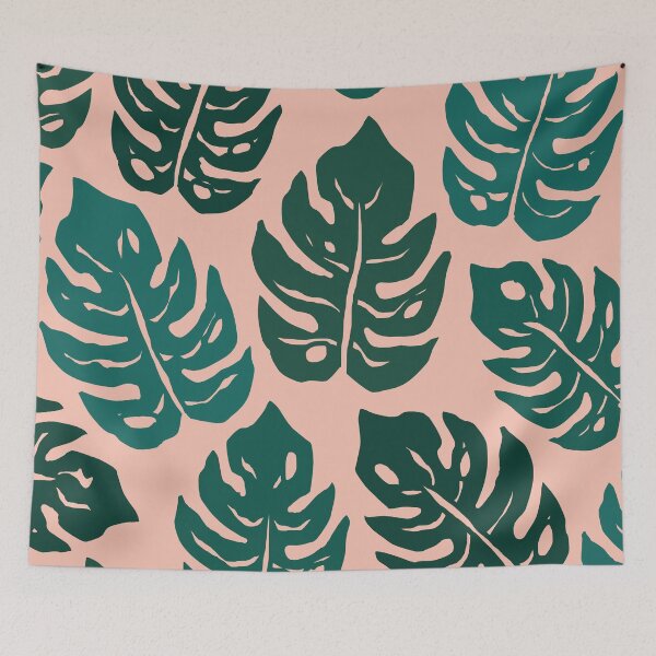 Item preview, Iconic Monstera Leaves in Pink and Green designed and sold by Deutschic.