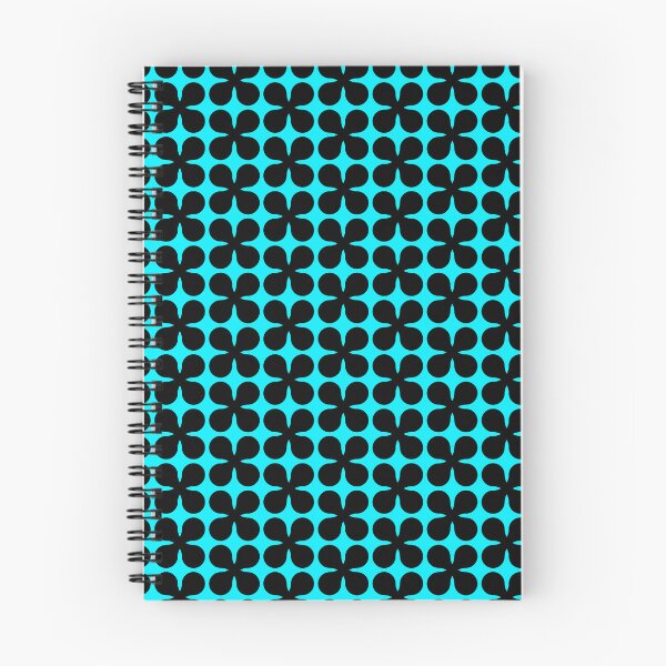 Item preview, Black and cyan light blue seamless flower pattern designed and sold by Ray Loka.