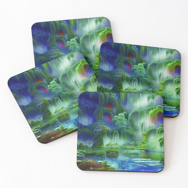 Item preview, Digital Painting Of a Landscape with red And Blue Plants, Jungle And Nature designed and sold by NatureFood.