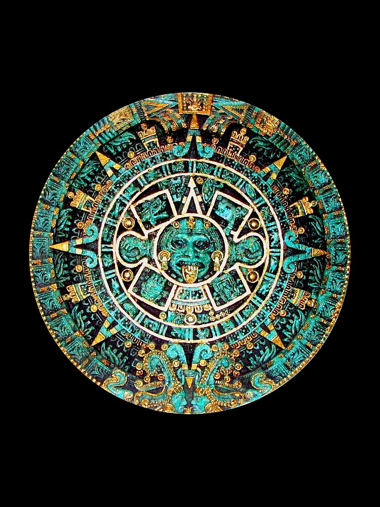 Thumbnail 3 of 3, Scarf, Aztec Calendar designed and sold by WindsofJupiter.