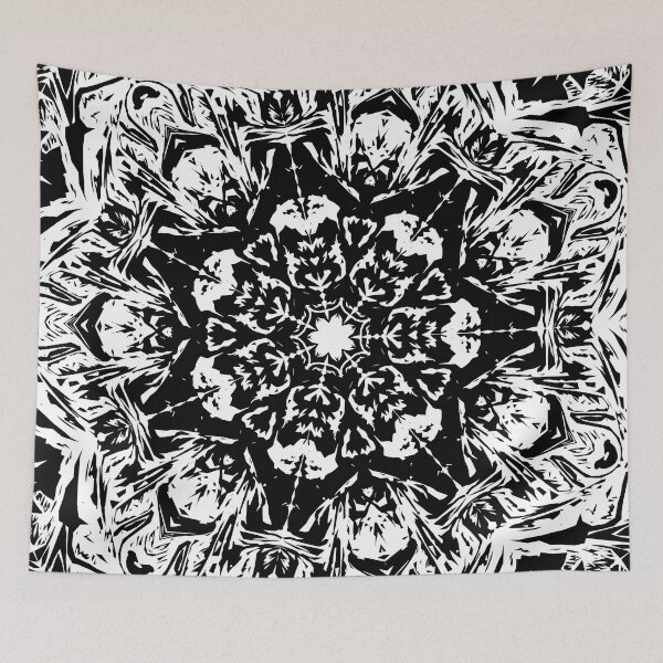 Item preview, Black And White Floral Mandala designed and sold by SpieklyArt.