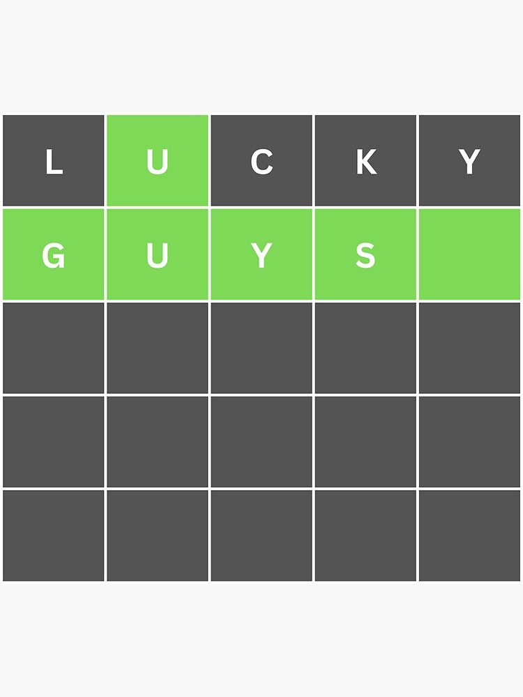 "wordle, wordle lucky guys" Sticker for Sale by arafiart Redbubble