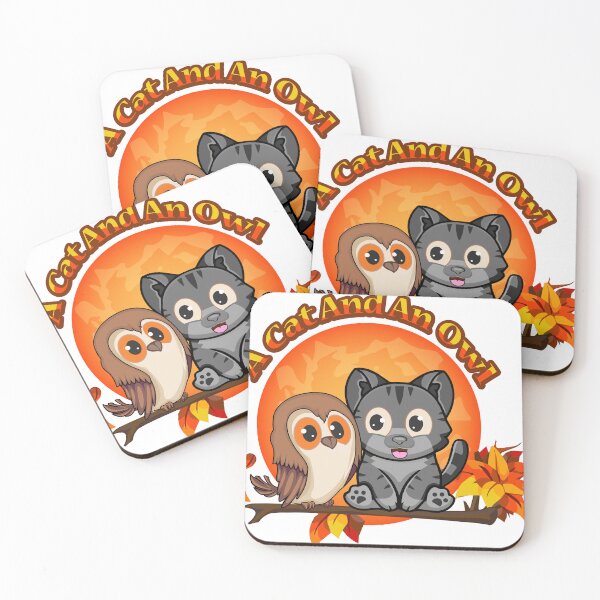 Item preview, A cat and an owl designed and sold by SlagiStudio.