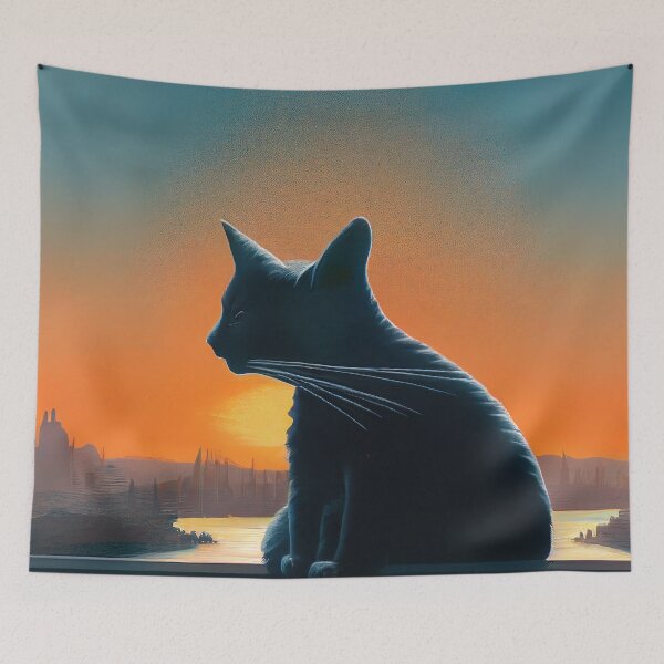 Item preview, Cute Cat Watching Sunset Sticker  designed and sold by TheCreativeFab.