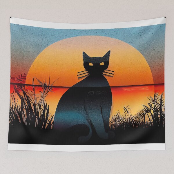 Item preview, Cute Cat Watching Sunset Sticker  designed and sold by TheCreativeFab.