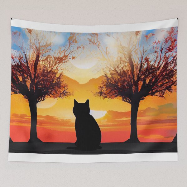 Item preview, Cute Cat Watching Sunset Sticker  designed and sold by TheCreativeFab.