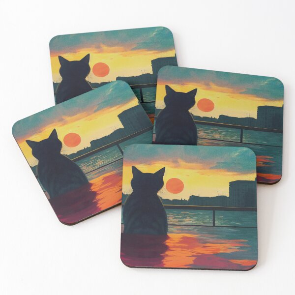 Item preview, Cute Cat Watching Sunset Sticker  designed and sold by TheCreativeFab.