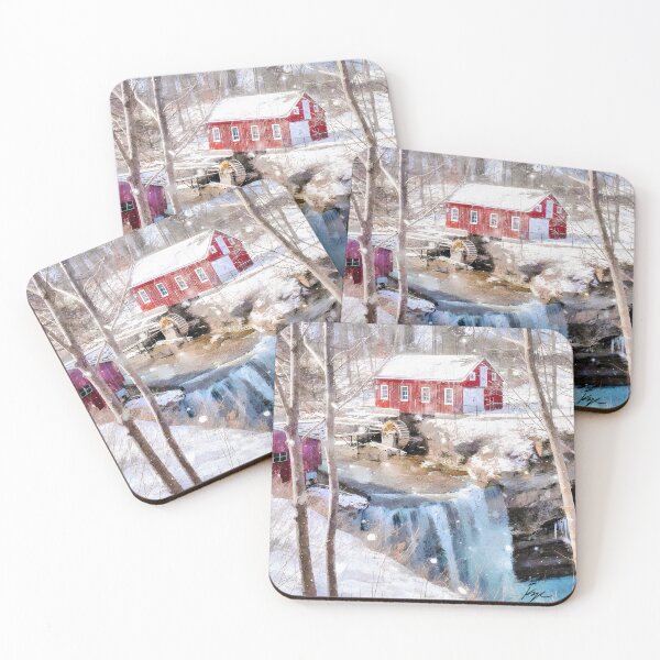 Item preview, Red Barn and Waterfall designed and sold by Nadeasart.