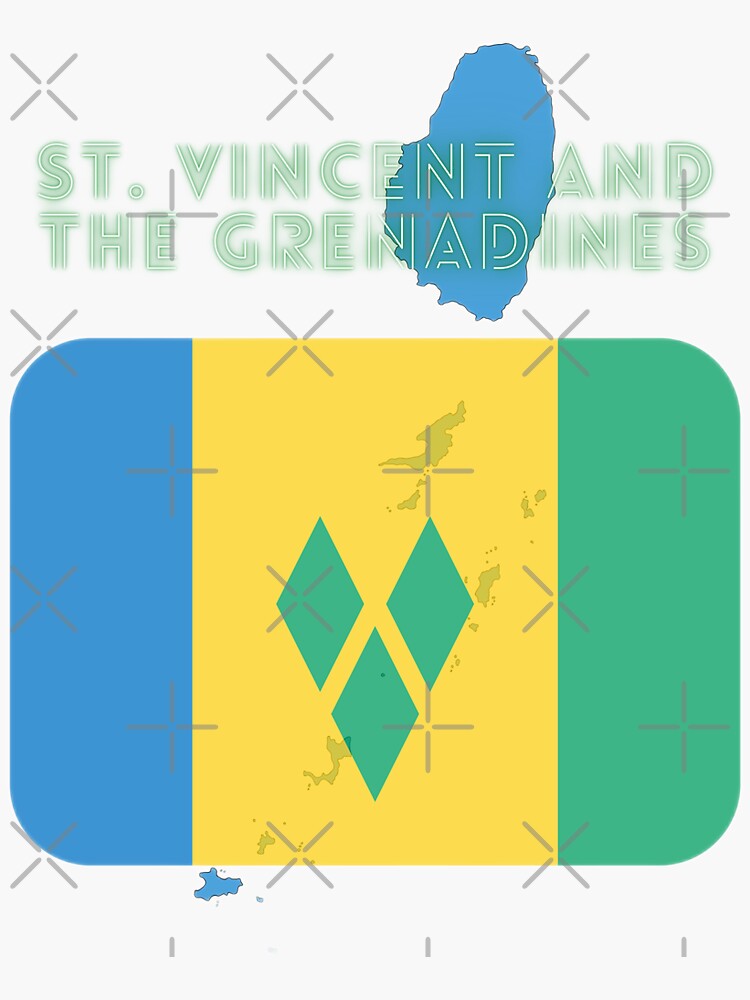 Pegatina «Bandera y mapa de San Vicente y las Granadinas» de Troubleart