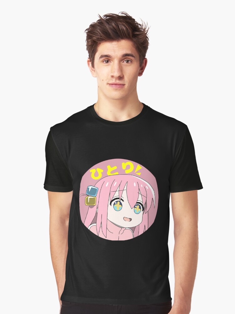 Aperçu 1 sur 5. T-shirt graphique avec l'œuvre Mignon Hitori gotou avec texte japonais créée et vendue par Semzig.